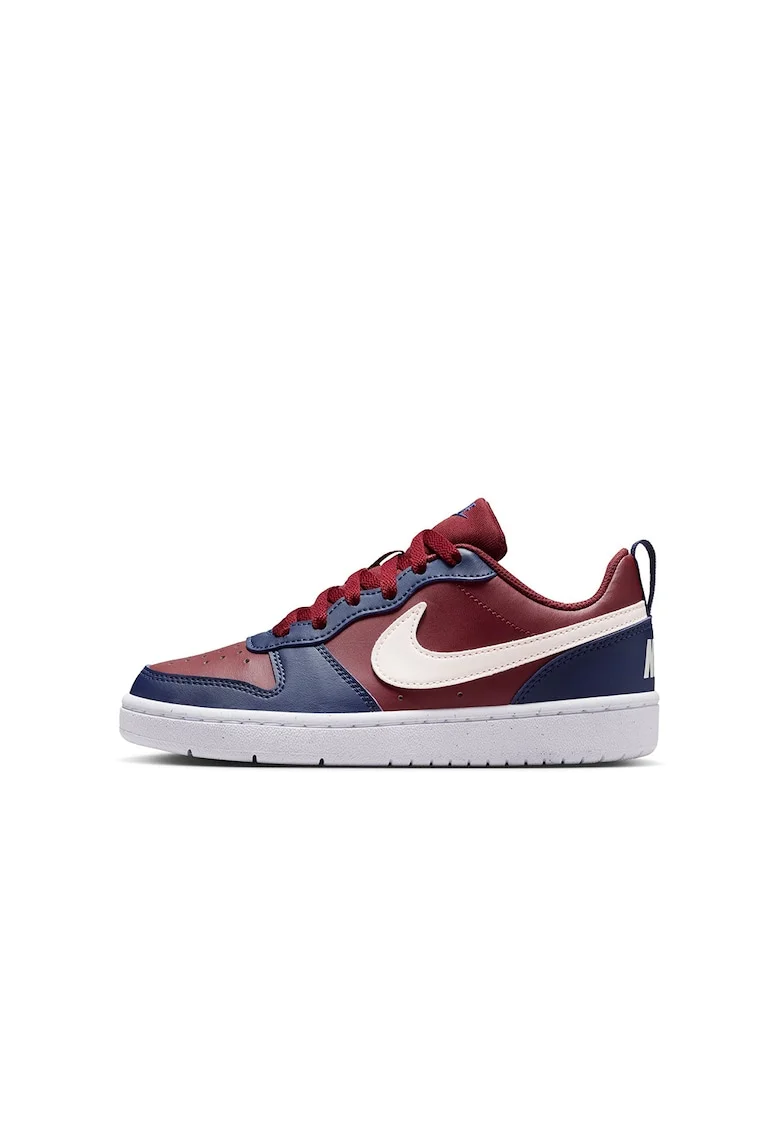 Pantofi sport din piele ecologica Court Borough, Alb/Visiniu/Albastru inchis