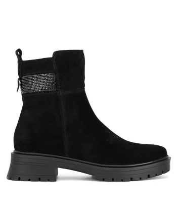 Botine dama  din piele naturala, Negru