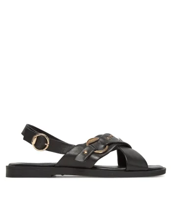 Sandale dama,  MX/025C-EST, piele naturala, Auriu/Negru