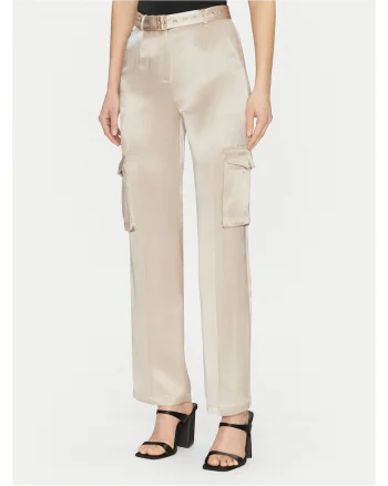 Pantaloni pentru dama,  bej, stofa