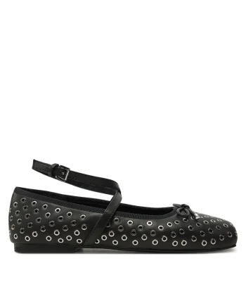 Balerini dama Collette,  piele naturala, argintiu/negru,