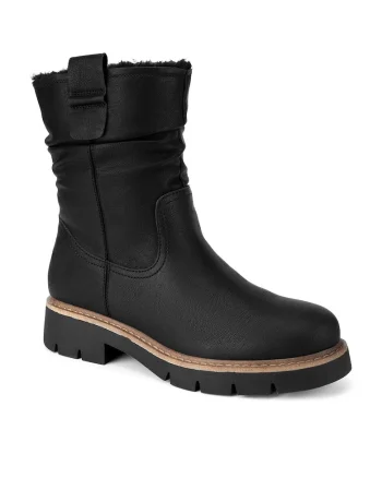 Botine dama WS6329-02,  Piele naturala, Negru