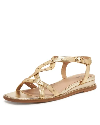 Sandale dama,  WI33-CS853-HM-02, auriu, piele naturala