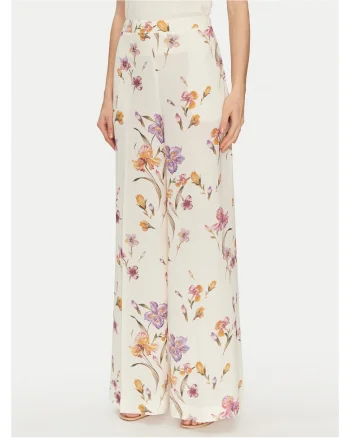Pantaloni Palazzo  model floral, crem