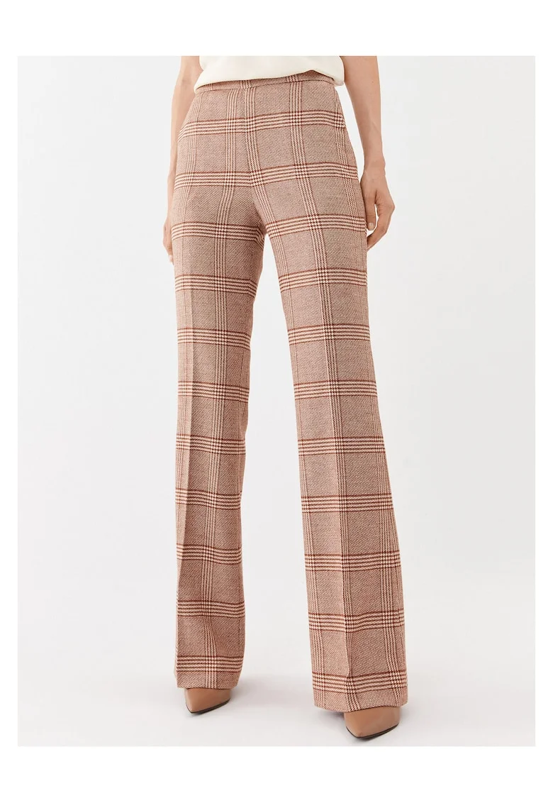 Pantaloni eleganti pentru dama,  maro, model in carouri