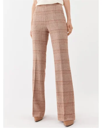 Pantaloni eleganti pentru dama,  maro, model in carouri