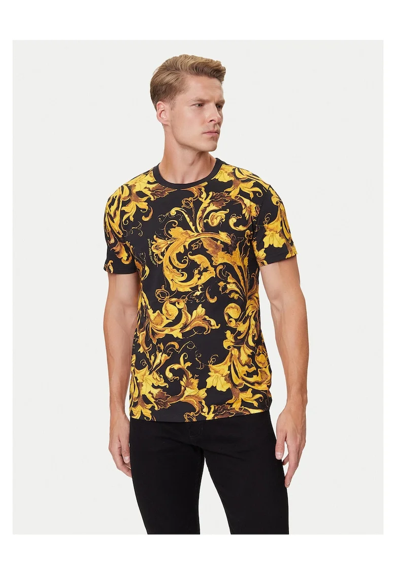 Tricou barbati  negru/galben, din bumbac