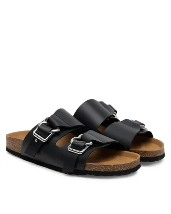 Slapi,  papuci dama, piele naturala, negru