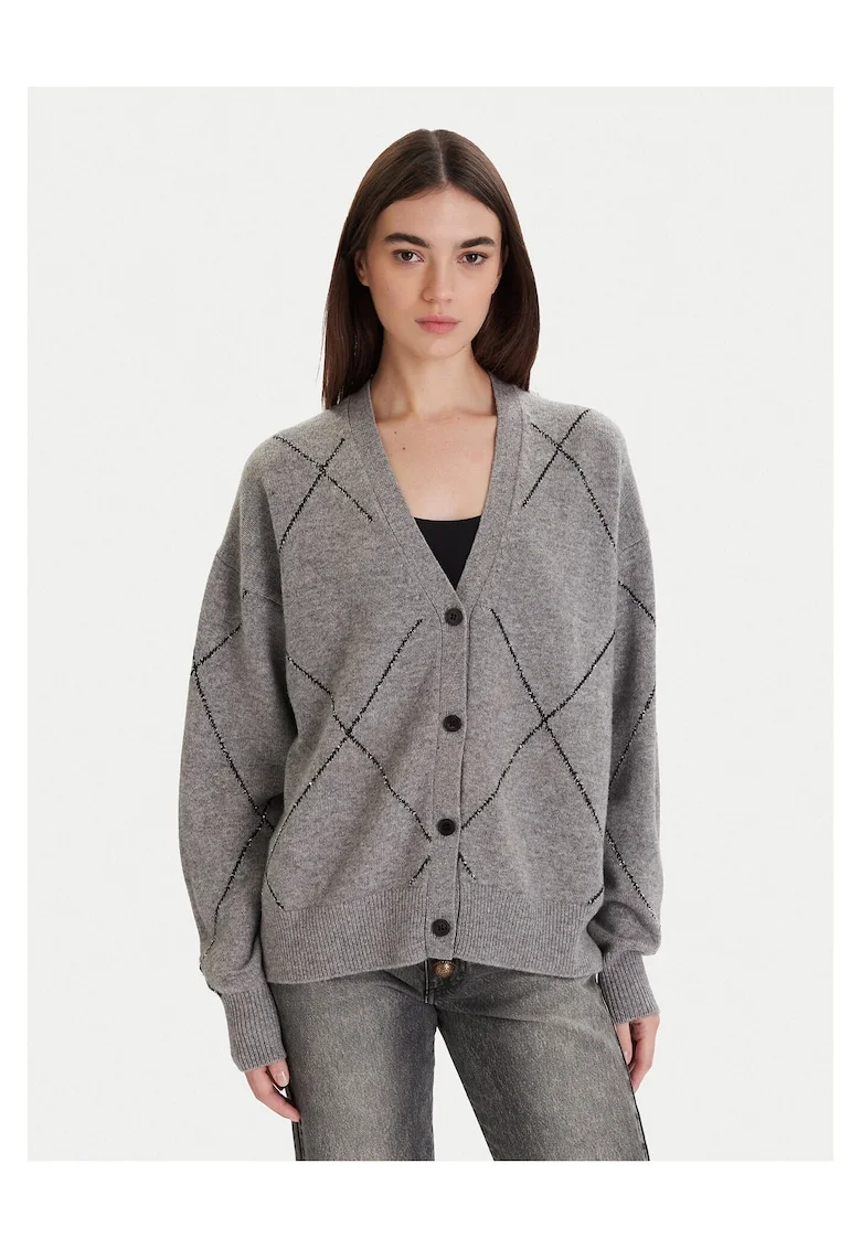 Cardigan dama  gri, pulover de toamna