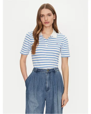 Tricou,  Albastru deschis/Alb, Polo, Dungi