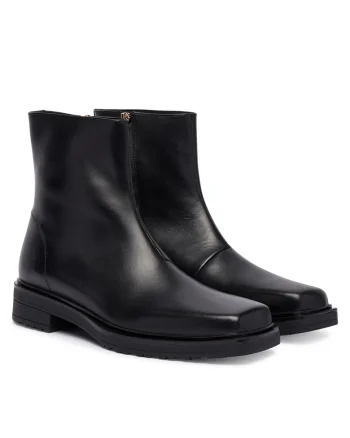 Botine dama K103 2Y0021 L048,  Piele naturala, Negru