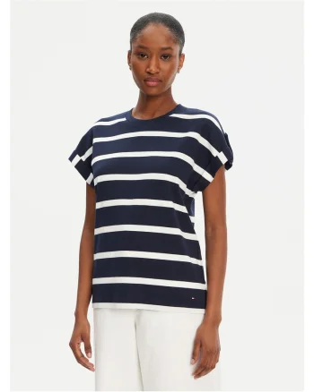 Tricou dama,  Bleumarin/Alb,