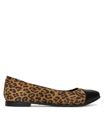 Balerini dama,  piele naturala, negru/maro