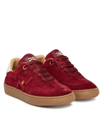 Tenisi copii,  Chery R006, piele naturala, cu sireturi, visiniu,