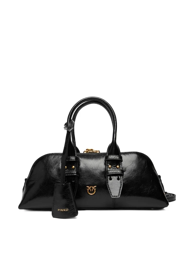 Geanta dama  Black Z99Q Bowling Bag, piele naturala, neagra