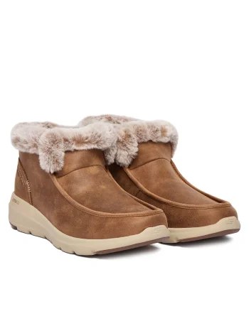 Botine dama,  Glacial Ultra, maro, textil