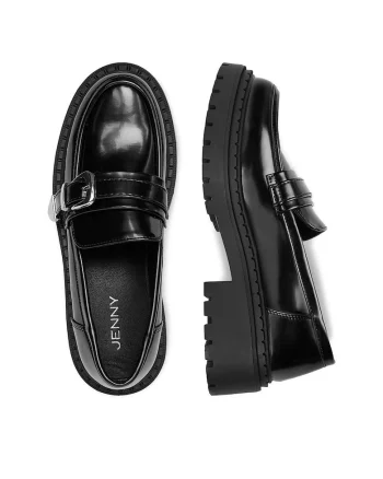 Mocasini dama  model Jenny, negru, tesatura