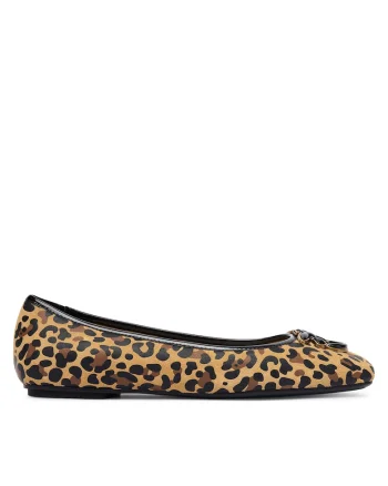 Balerini dama,  piele naturala, negru/maro