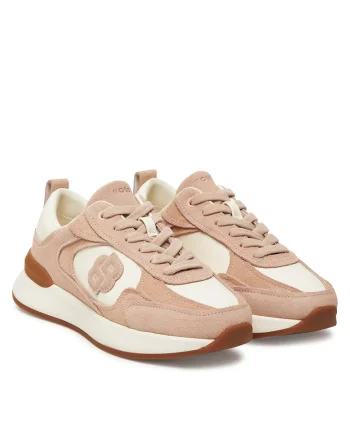 Pantofi sport dama,  Open Purple 556, piele naturala, bej