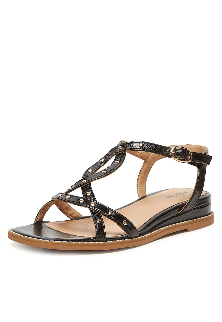 Sandale dama,  WI33-CS853-HM-02, piele naturala, negru/maro