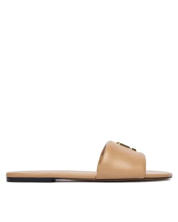 Slapi  piele naturala, culoare camel