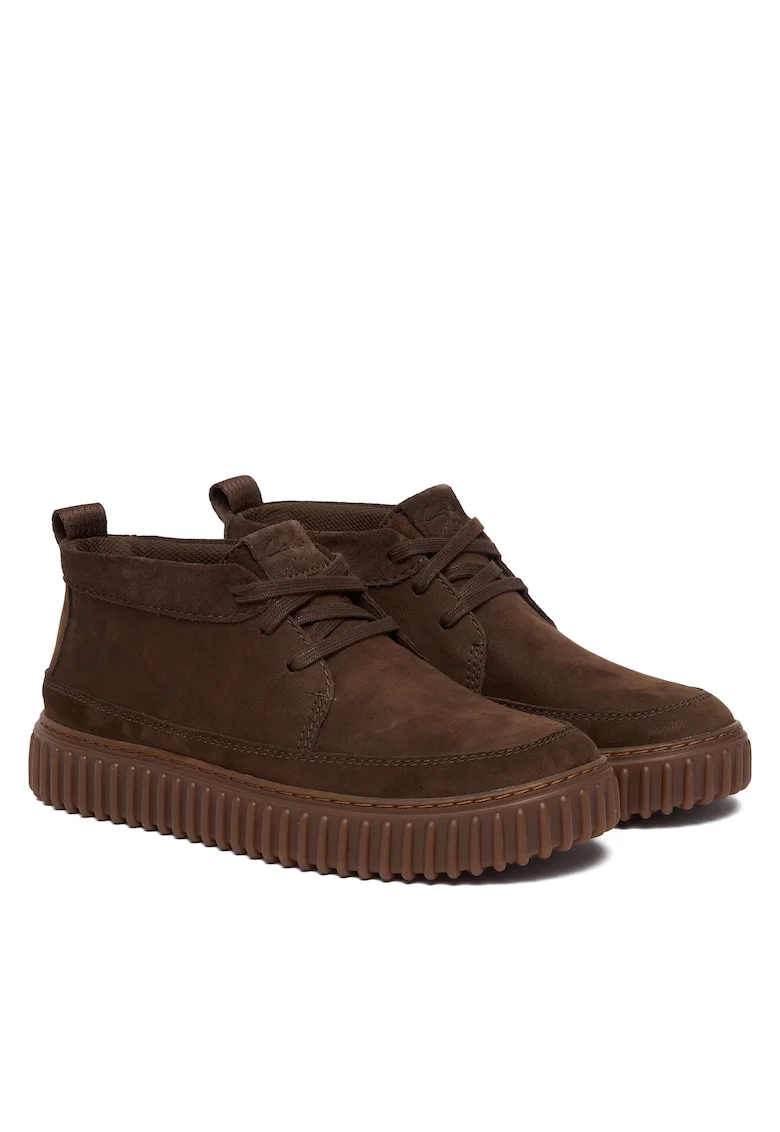 Ghete barbati  Dark Brown Nub, piele naturala, model Torhill LaceHi