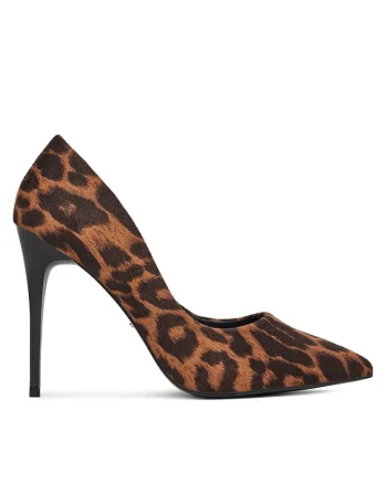 Pantofi dama,  tocuri, culoare maro, tesatura