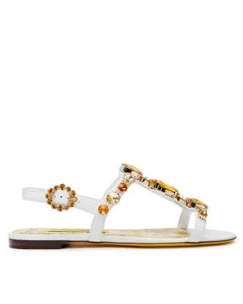 Sandale dama, Dolce Gabbana, piele naturala, model 8V135, alb,