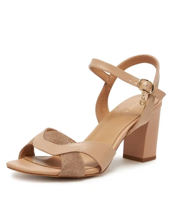 Sandale cu toc dama,  WYL3119-15Z, bej, piele naturala
