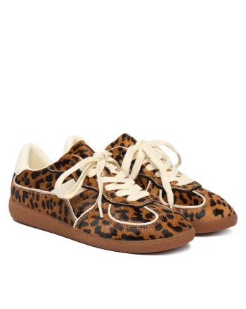 Tenisi dama  model Leopard, piele naturala, maro