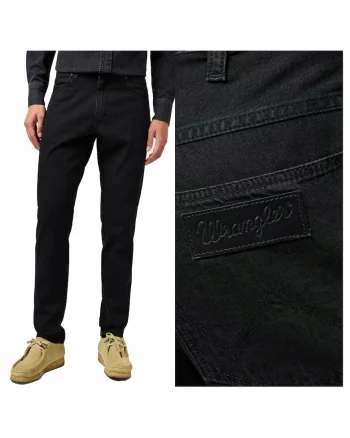 Blugi Barbati,  River, Regular Fit, Talie Inalta, Fermoar, Lungi, 5 Buzunare, Bumbac, W33-L34 US, Negru