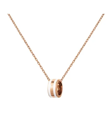 Lant cu pandantiv  Emalie Rose Gold White