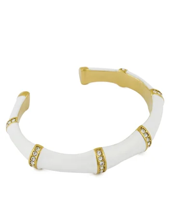 Bratara dama,  material plastic, alb/auriu