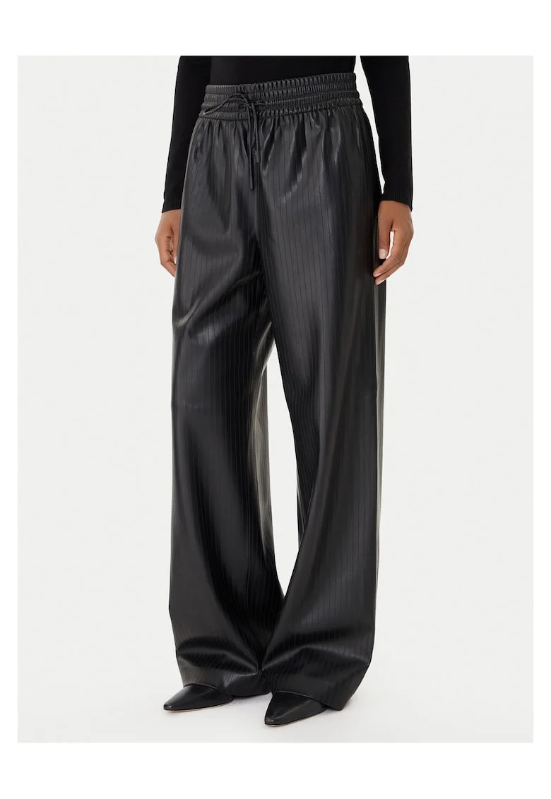 Pantaloni pentru dama  piele ecologica, negru, Negru