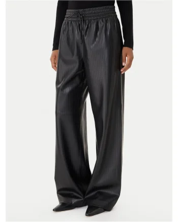 Pantaloni pentru dama  piele ecologica, negru, Negru
