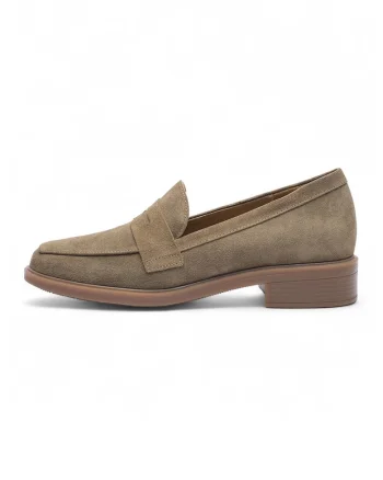 Pantofi loafer uni din piele intoarsa Beatrice, Kaki