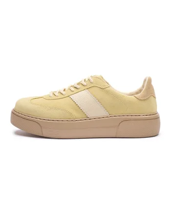 Pantofi sport de piele cu insertii de piele intoarsa June, Galben sofran