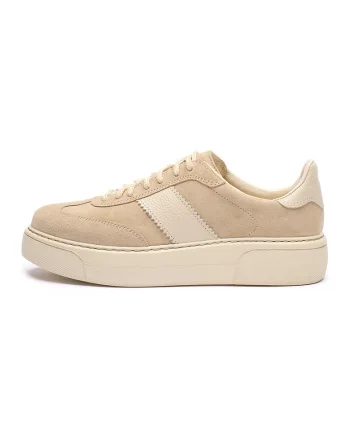 Pantofi sport de piele cu insertii de piele intoarsa June, Bej inchis