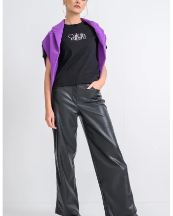 Tricou din bumbac cu imprimeu logo, Negru