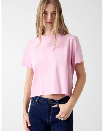 Tricou de bumbac cu logo, Roz pastel