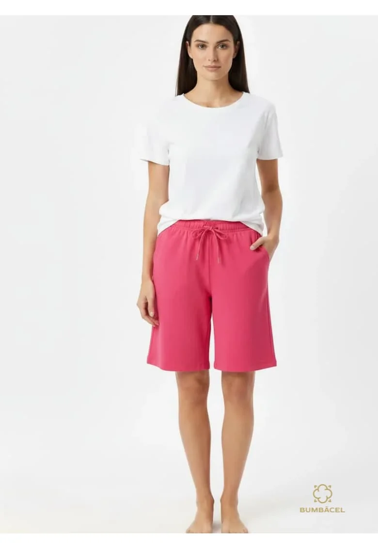 Pantaloni scurti din bumbac cu buzunare si snur, pentru dame