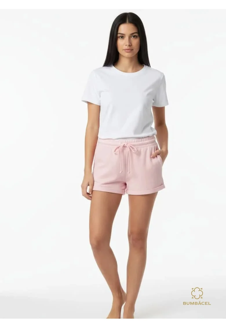 Pantaloni scurti cu buzunare si snur, din bumbac, pentru dame