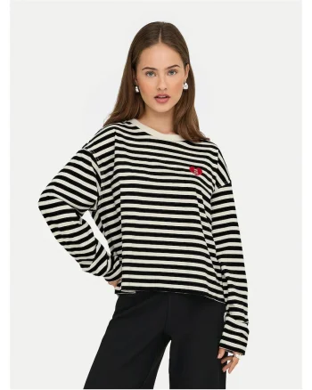 Bluza dama  neagra, dungi, maneci lungi