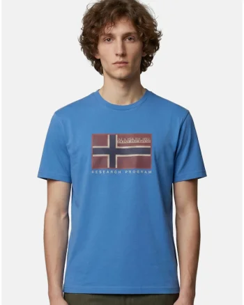 Tricou cu imprimeu grafic Nordlys, Albastru
