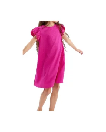Rochie Fetiță Iris Fucsia cu Volane - Ținută Elegantă și Confortabilă pentru Ocazii Speciale