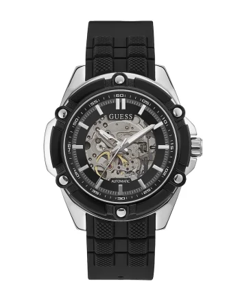 Ceas automatic cu cadran cu mecanism partial vizibil, Negru