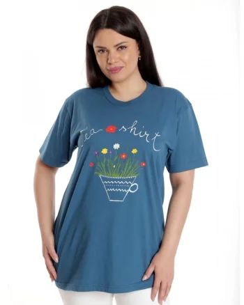 888141921-Bluza Dama, Albastru cu Pictura Murala