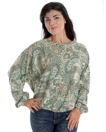 888144257-Bluza Dama, cu Maneca lunga tip Kimono, Verde