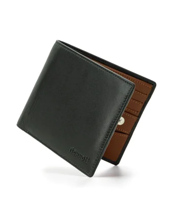 Portofel modern slim clasic barbati,  protectie RFID, piele naturala premium, Verde
