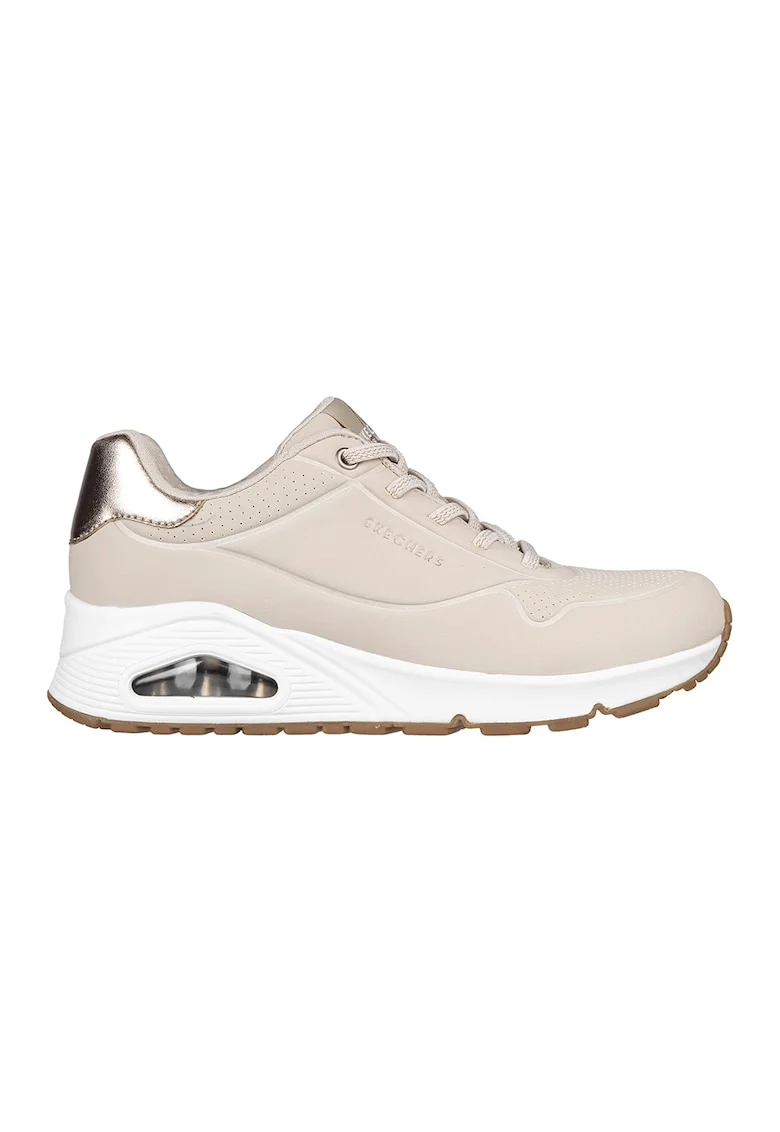 Pantofi sport de piele ecologica Uno Shimmer Away, Maro taupe deschis